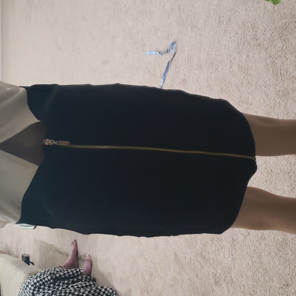 Red Clover L chiffon deep vneck crisscross back ribbed skirt Goldilocks length - Picture 6 of 9